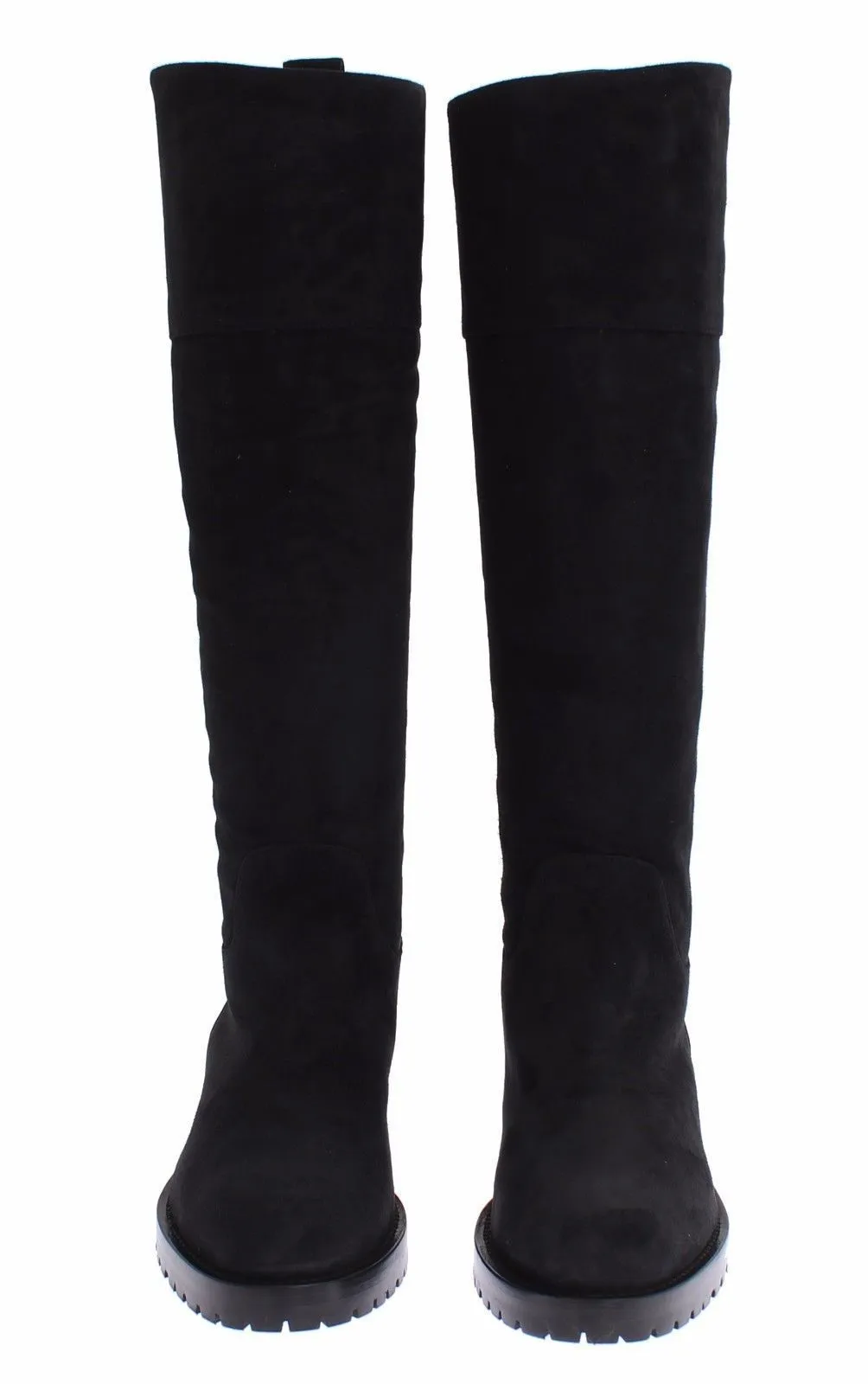 Gray Suede Goatskin Flat Boots