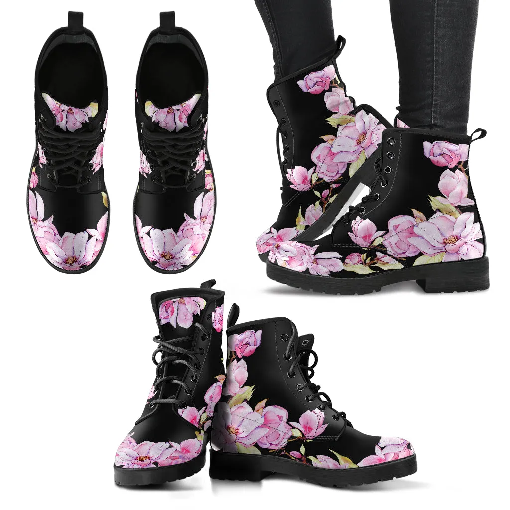 Pink Magnolias Floral Ankle Boots