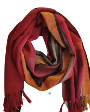 Rust Orange and Red Stripe Scarf