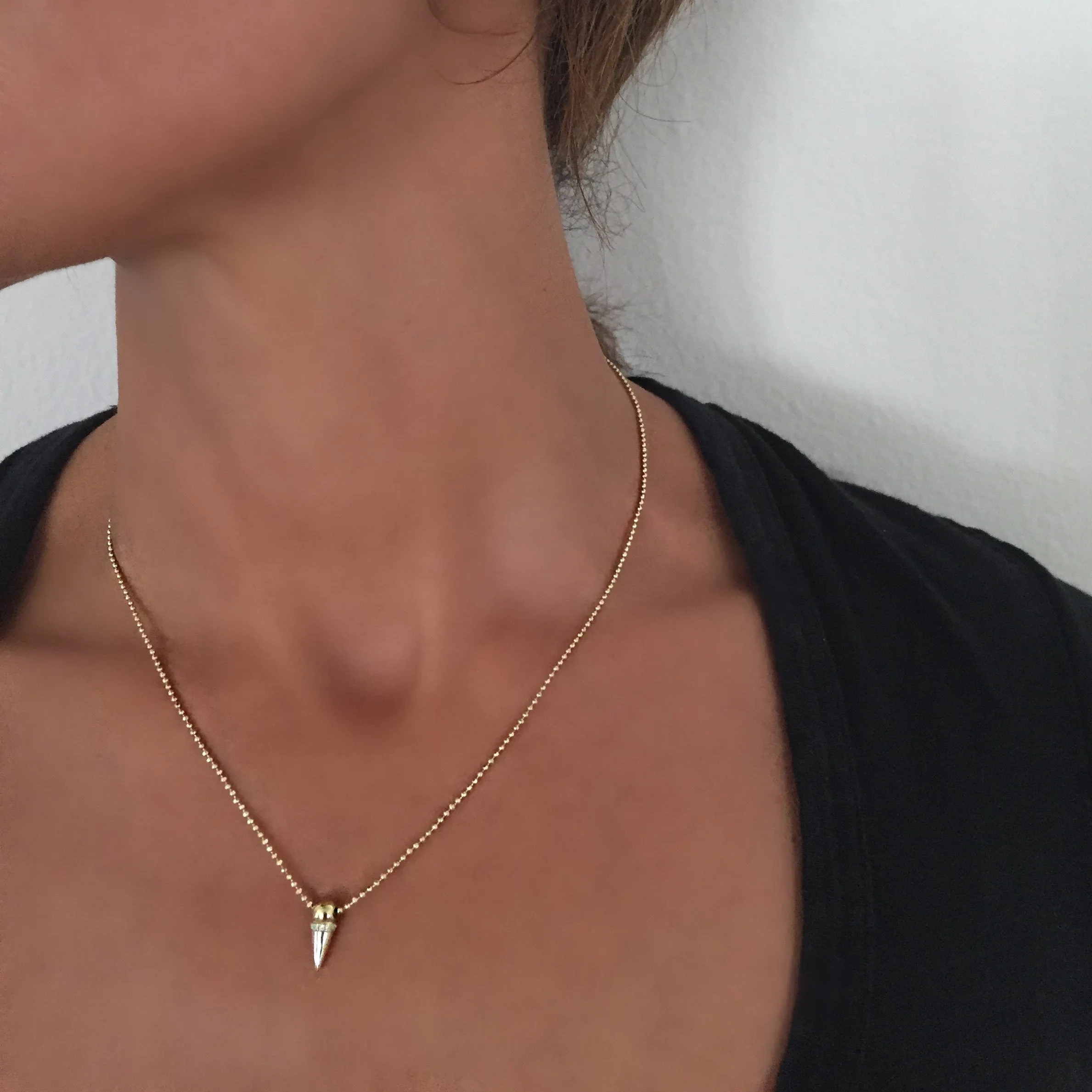 Spike Necklace with Diamonds - Gold