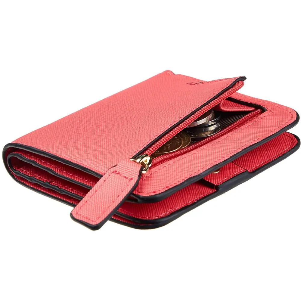 Toughergun Womens Rfid Blocking Small Compact Bifold Luxury Genuine Leather Pocket Wallet Ladies Mini Purse with ID Window | Multiple Colors and Sizes
