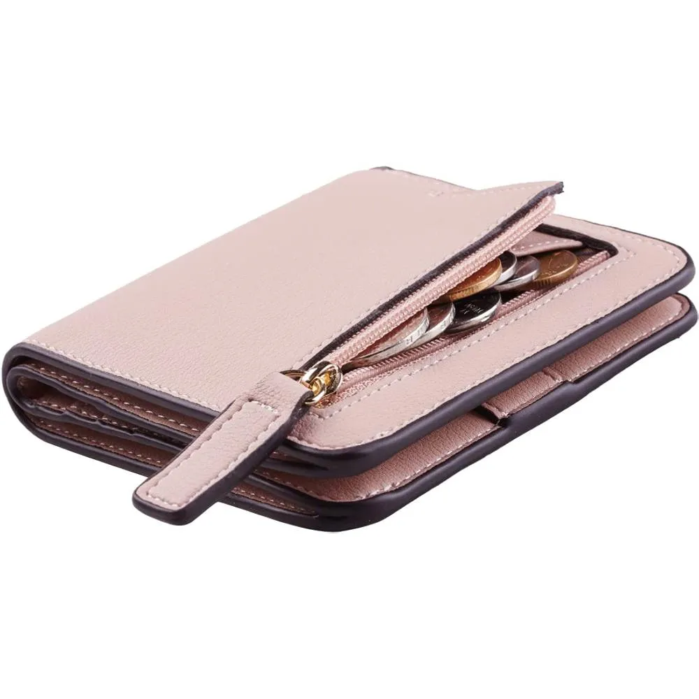 Toughergun Womens Rfid Blocking Small Compact Bifold Luxury Genuine Leather Pocket Wallet Ladies Mini Purse with ID Window | Multiple Colors and Sizes
